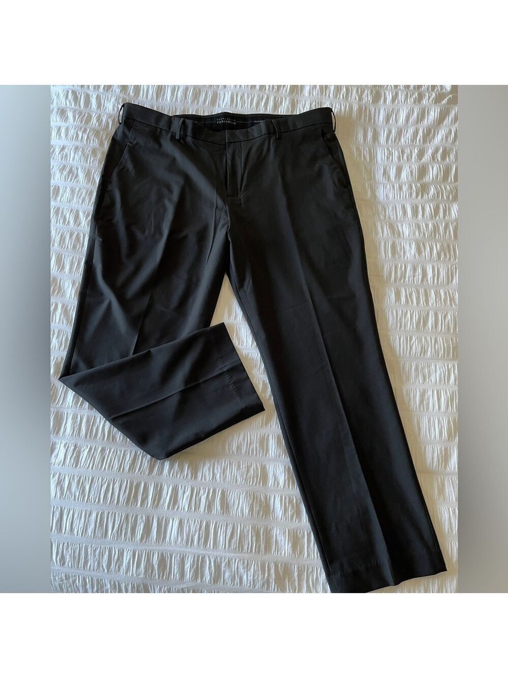 PERRY ELLIS Portfolio Men Black Lightweight Dress Pants Business Office Washable